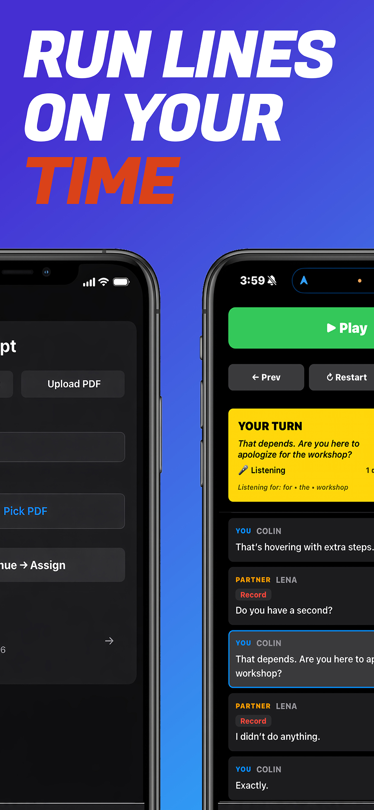 OffBook Studio app screen — pick your role